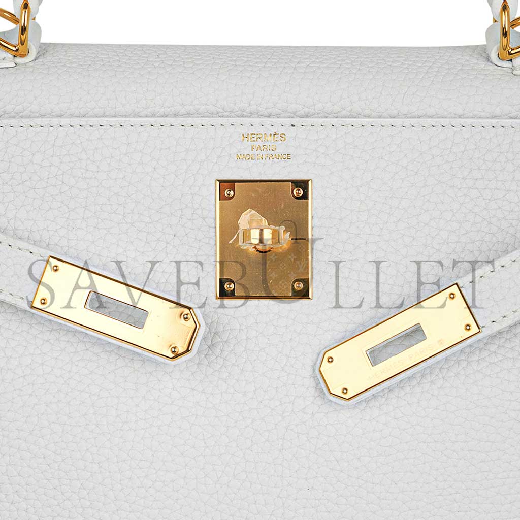 HERMÈS KELLY 28 WHITE BAG GOLD HARDWARE LEATHER (28*22*10cm)